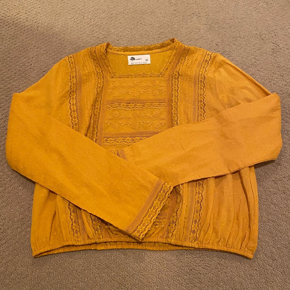 Anthropologie Lace Yellow Blouse